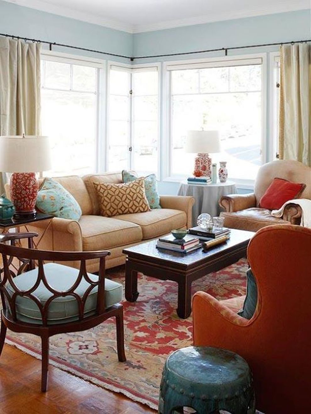 53 Adorable Burnt Orange And Teal Living Room Ideas ...