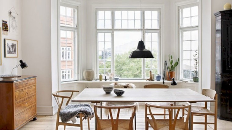 Mid century scandinavian dining room design ideas (53)