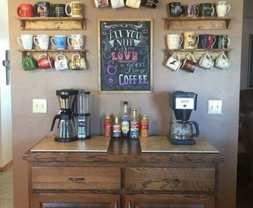 Fantastic home coffee bar design ideas you may try (21)