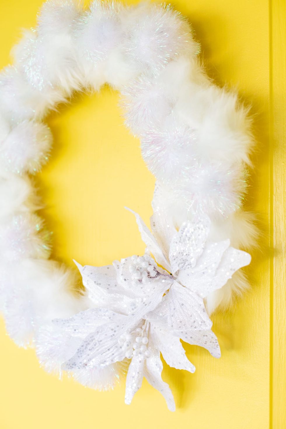 Fluffy white winter wreath Creative Winter Crafts Ideas That Make Your Snow Day Stay On You