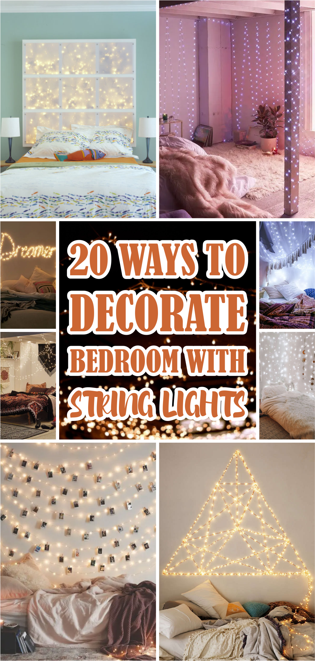 20 ways to decorate bedroom with string lights1