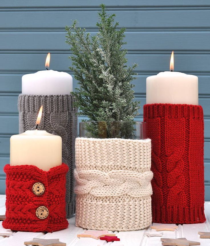 Pillar-candles-with-knitted-sweater-sleeves