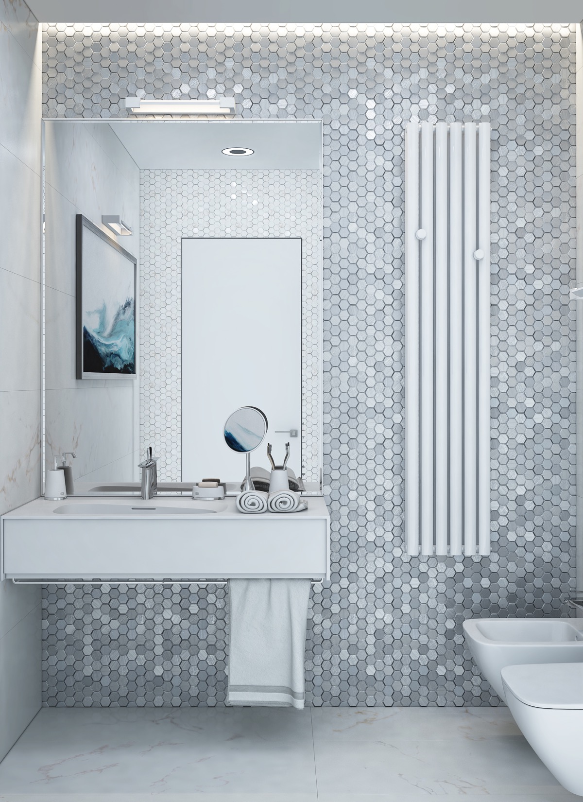 Minimalist-grey-bathroom-geometric-tile
