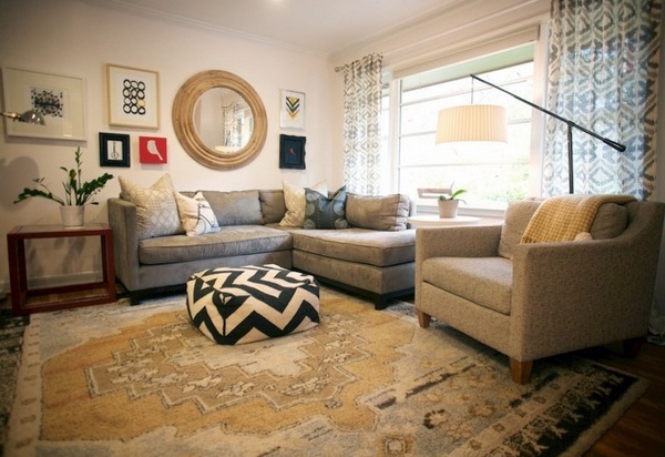 Zigzag-black-pouf-ottoman-persian-rug-sectional-sofa-armchair